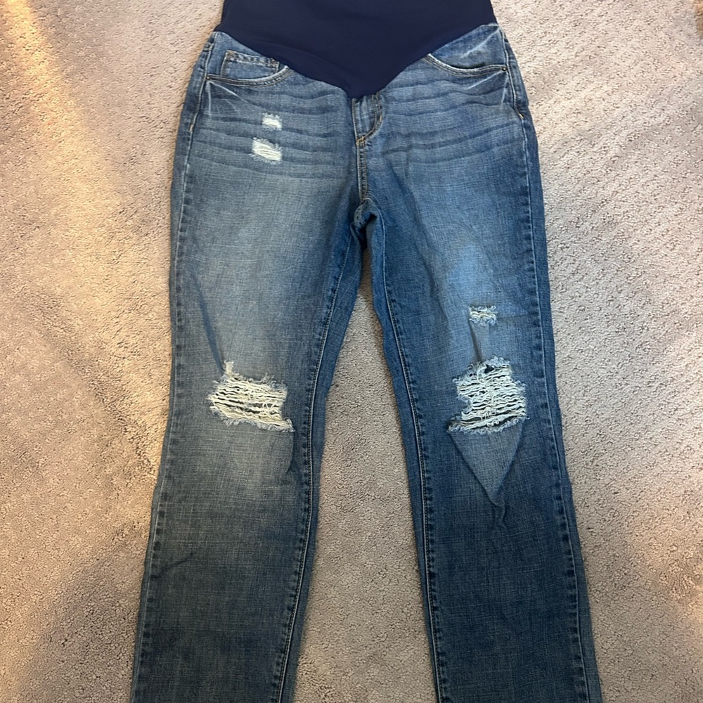 Maternity Jeans — Pinkblush Distressed Denim Skinny Jeans
